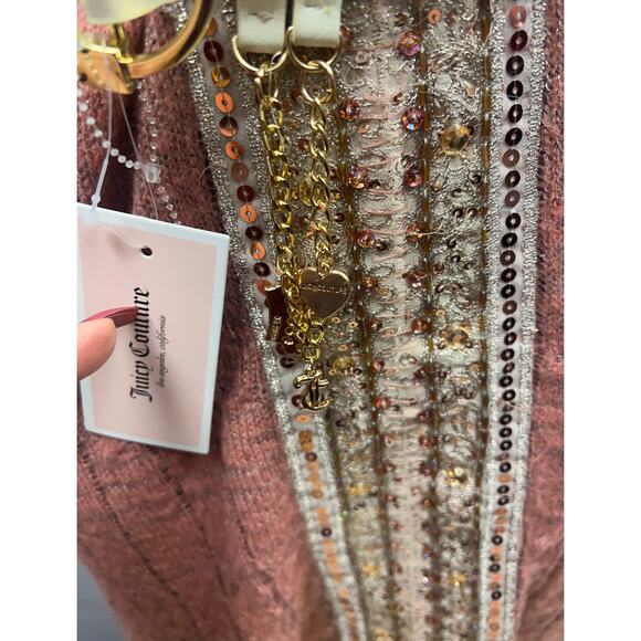 Juicy Couture Gold Logo Rhinestone Charm Chain Link Belt Size L/XL NWT - Picture 4 of 4